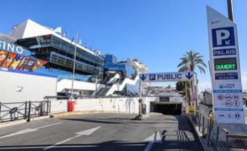 Entry of Parking P1 with the Palais des Festivals in background